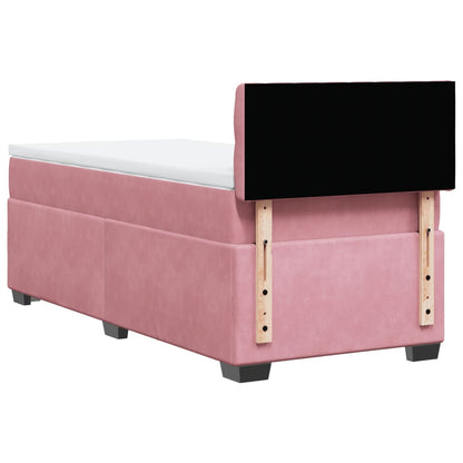 Boxspring met matras fluweel roze 90x190 cm