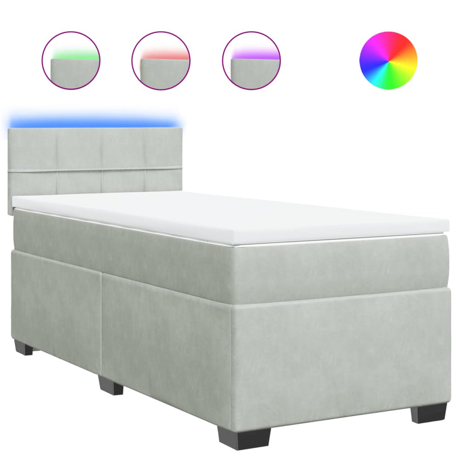 Boxspring met matras fluweel lichtgrijs 90x190 cm