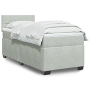 Box spring bed with velvet mattress light grey 90x190 cm
