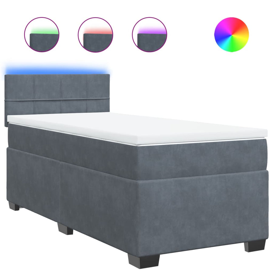 Boxspring met matras fluweel donkergrijs 90x190 cm