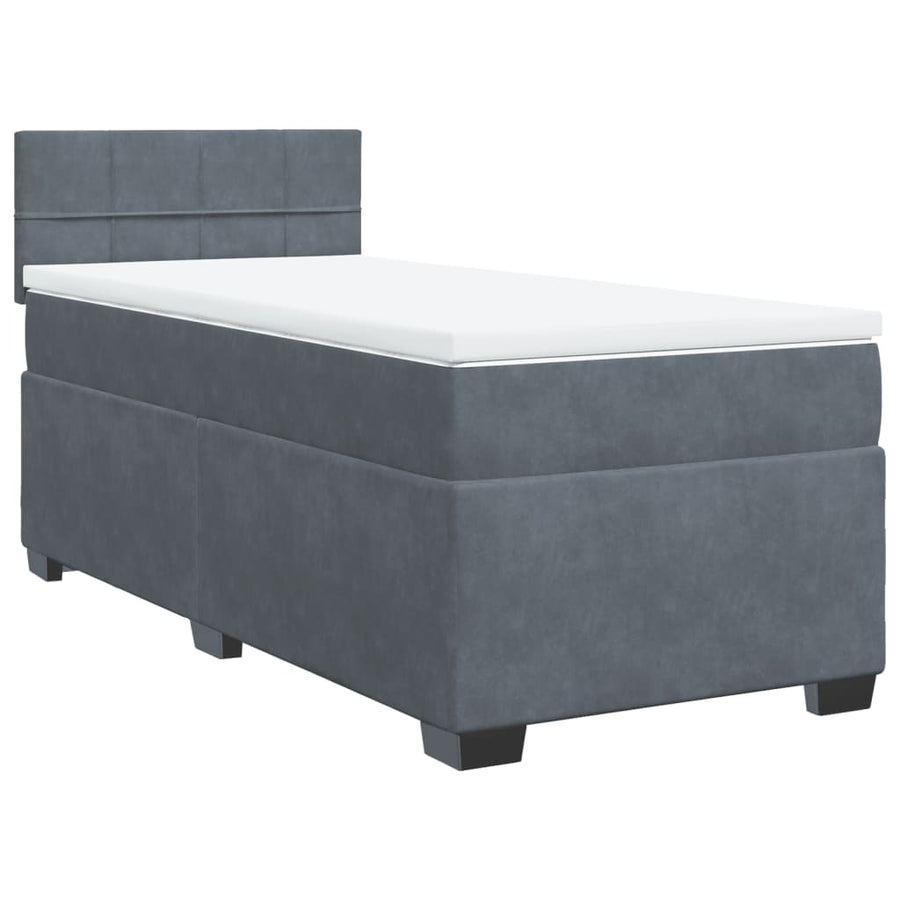 Boxspring met matras fluweel donkergrijs 90x190 cm