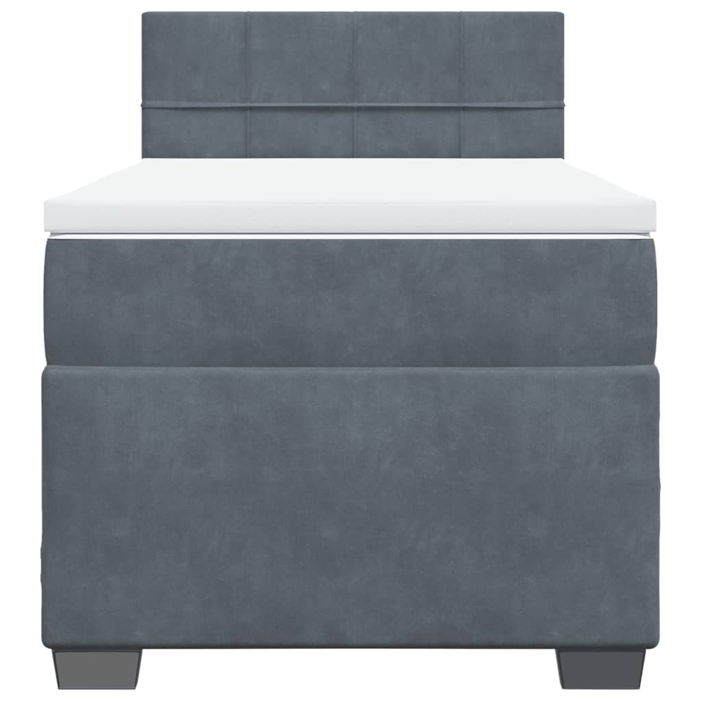 Boxspring met matras fluweel donkergrijs 90x190 cm