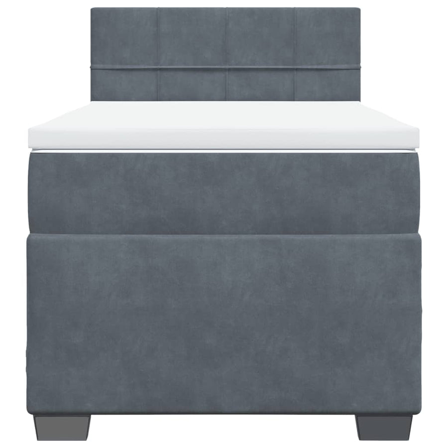 Boxspring met matras fluweel donkergrijs 90x190 cm