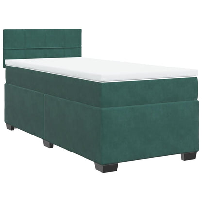 Boxspring met matras fluweel donkergroen 90x190 cm