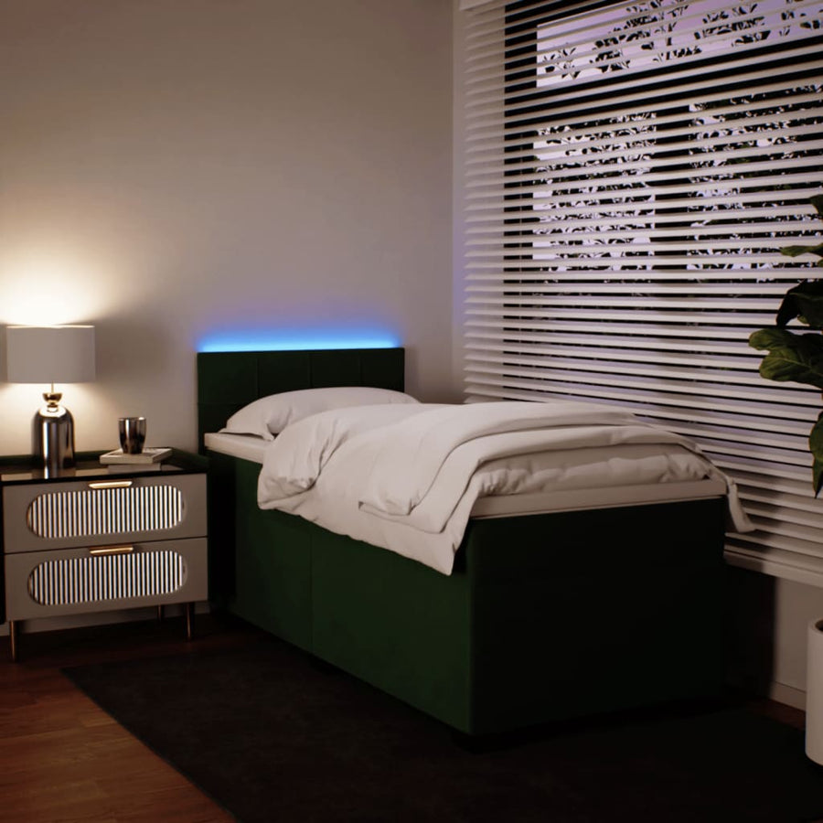 Boxspring met matras fluweel donkergroen 90x190 cm