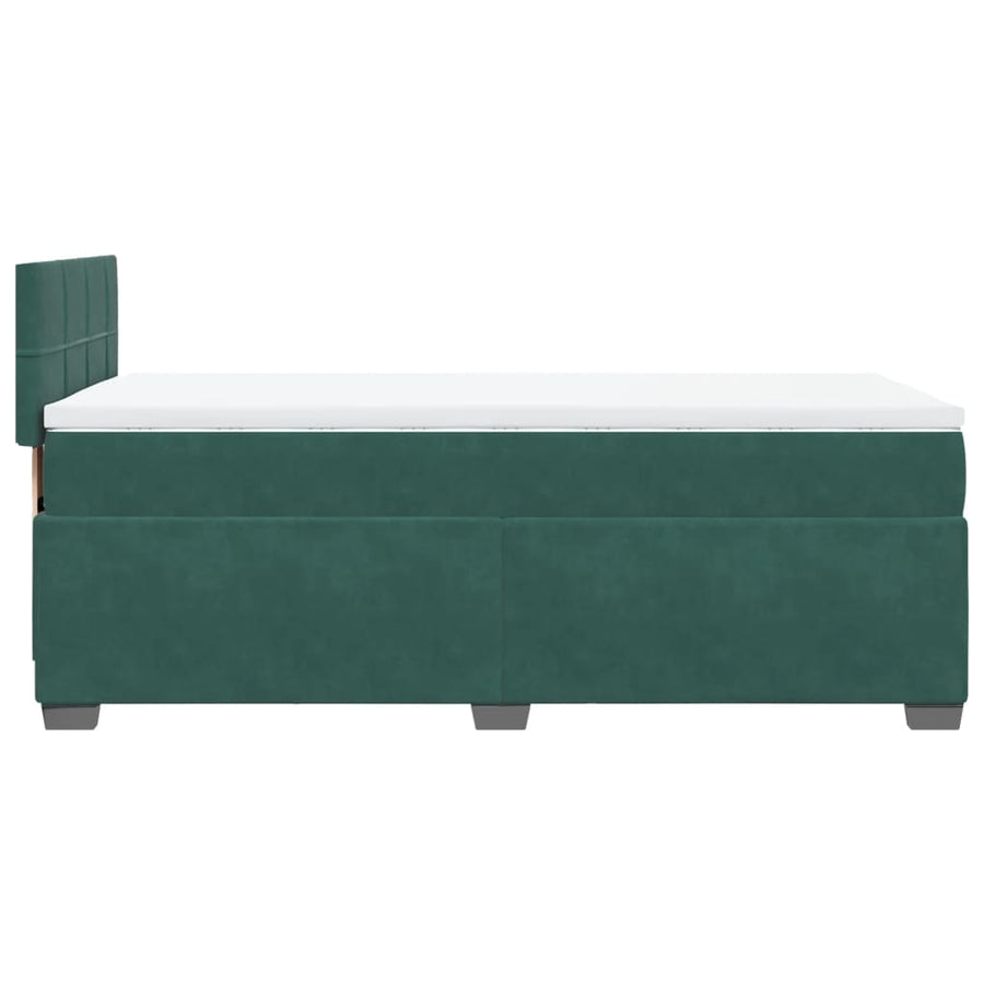 Boxspring met matras fluweel donkergroen 90x190 cm