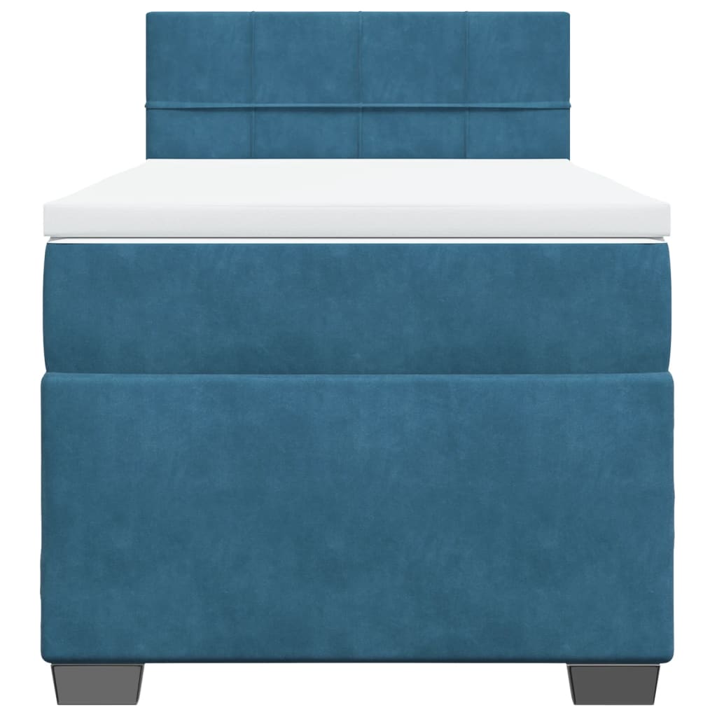 Boxspring met matras fluweel blauw 90x190 cm