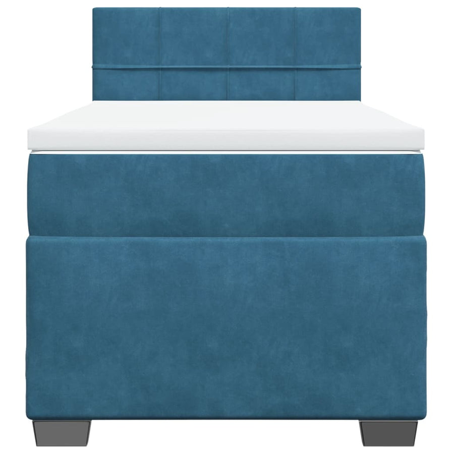Boxspring met matras fluweel blauw 90x190 cm