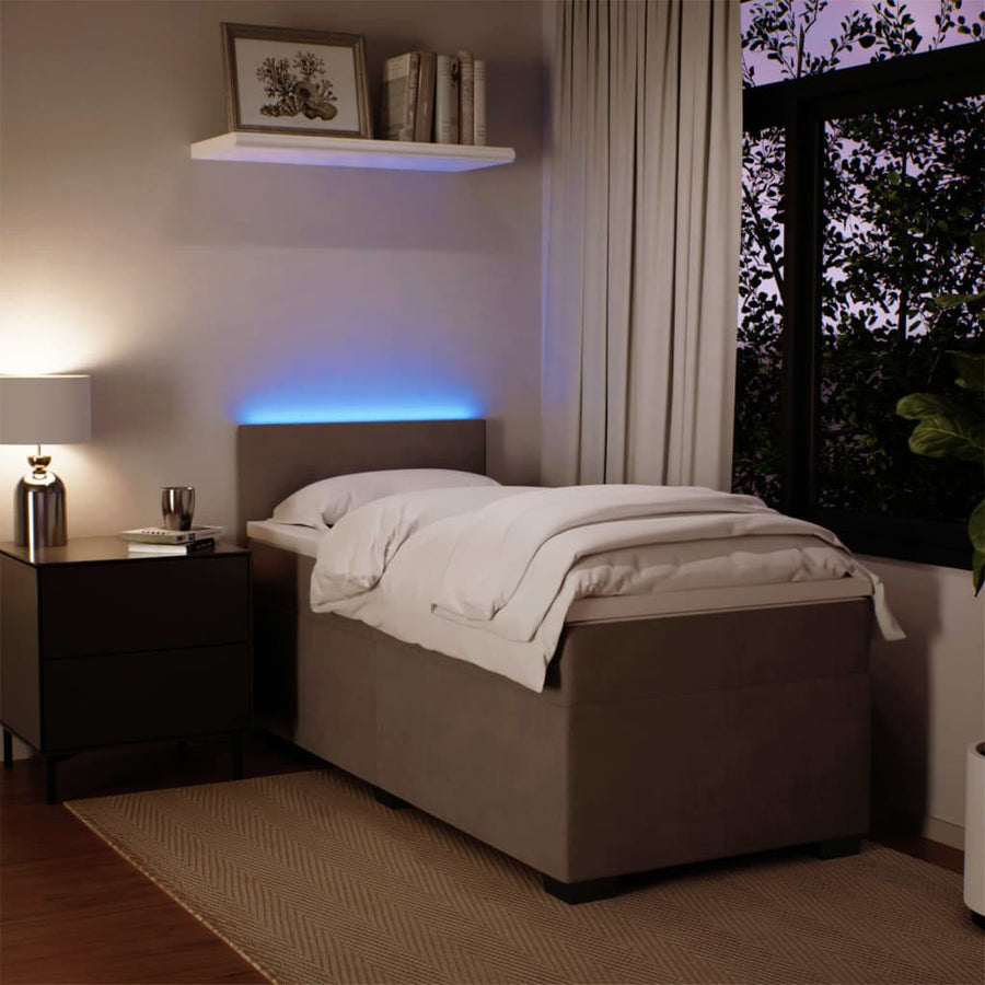 Boxspring met matras fluweel lichtgrijs 90x200 cm