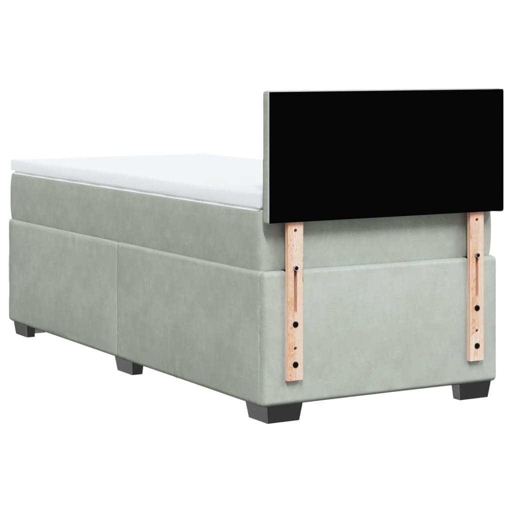 Boxspring met matras fluweel lichtgrijs 90x200 cm