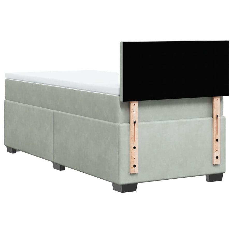 Boxspring met matras fluweel lichtgrijs 90x200 cm