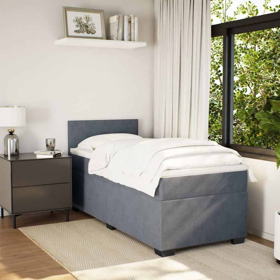 Boxspring met matras fluweel donkergrijs 90x200 cm
