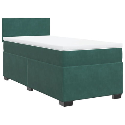 Boxspring met matras fluweel donkergroen 90x200 cm