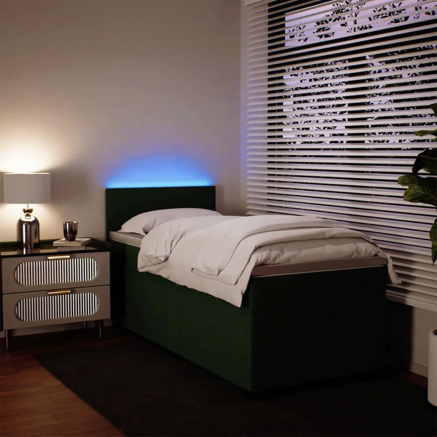 Boxspring met matras fluweel donkergroen 90x200 cm