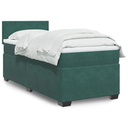 Box spring bed with dark green velvet mattress 90x200 cm