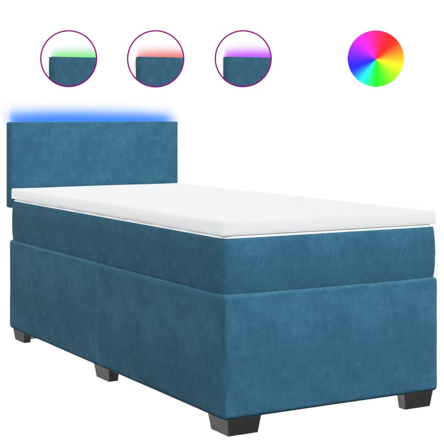 Boxspring met matras fluweel blauw 90x200 cm