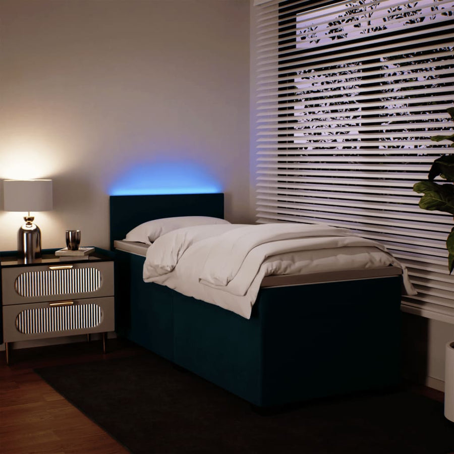 Boxspring met matras fluweel blauw 90x200 cm