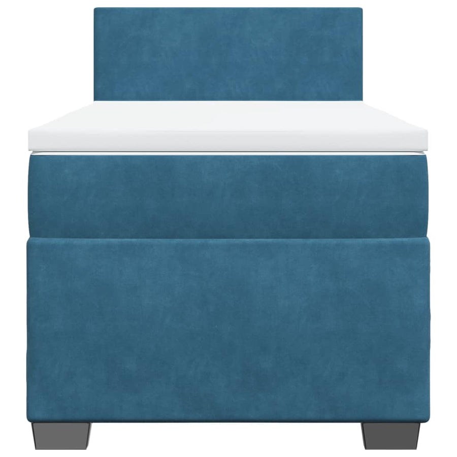 Boxspring met matras fluweel blauw 90x200 cm