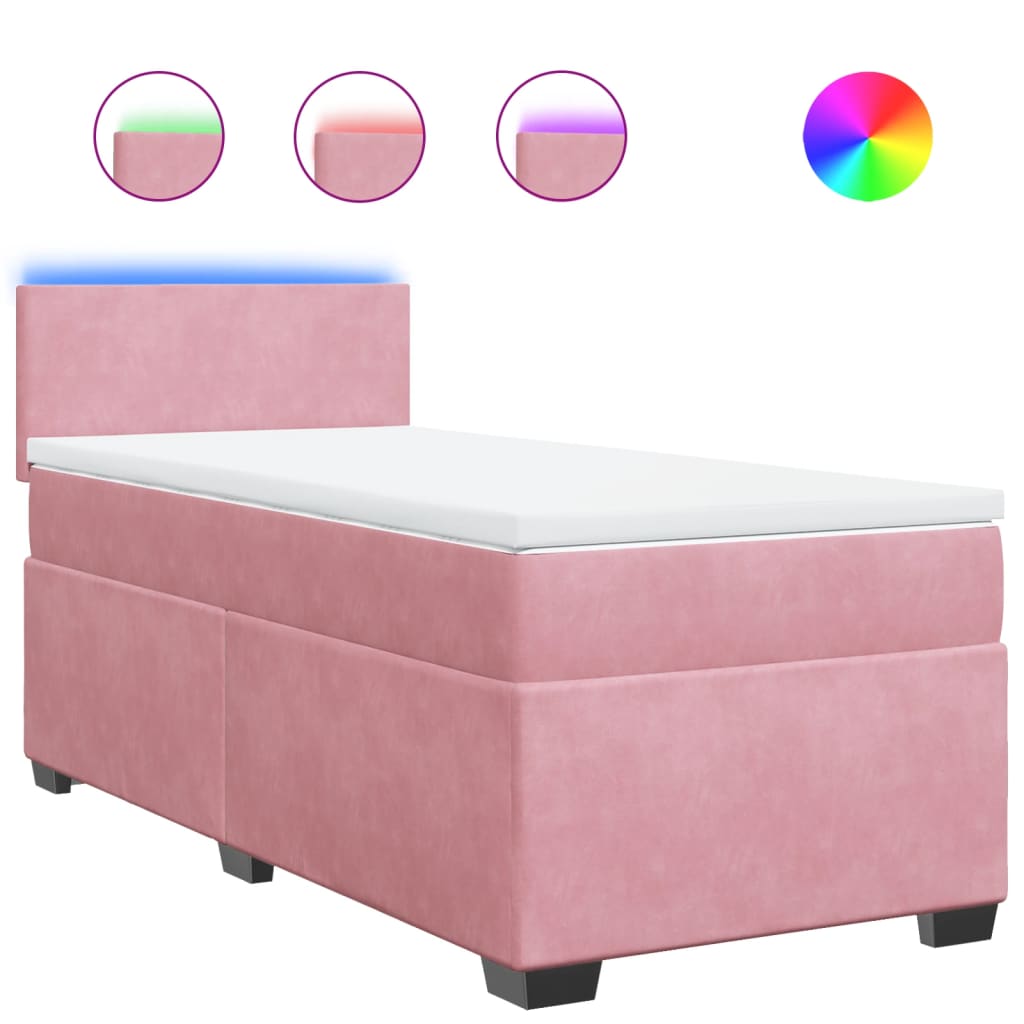 Boxspring met matras fluweel roze 90x200 cm