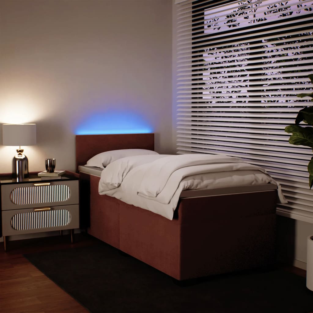 Boxspring met matras fluweel roze 90x200 cm