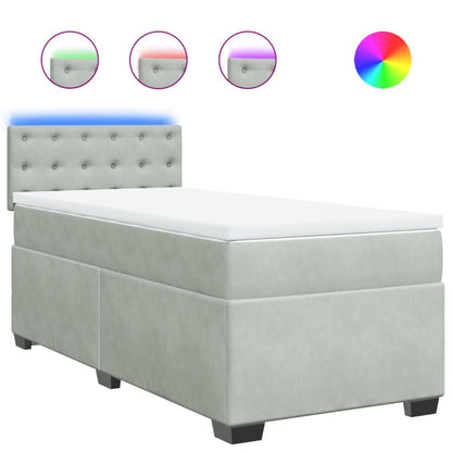 Boxspring met matras fluweel lichtgrijs 90x200 cm