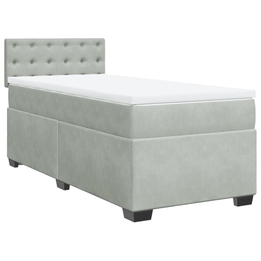 Boxspring met matras fluweel lichtgrijs 90x200 cm