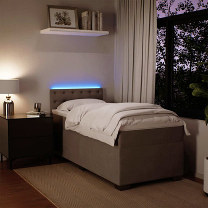Boxspring met matras fluweel lichtgrijs 90x200 cm