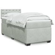 Boxspring 90x200 cm fluweel lichtgrijs met pocketveringmatras