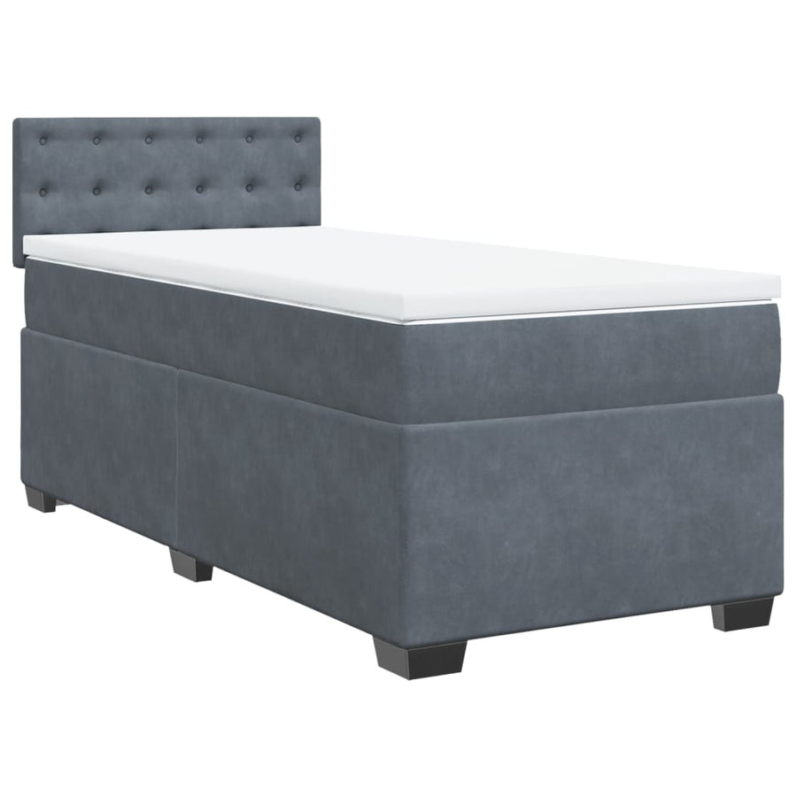 Boxspring met matras fluweel donkergrijs 90x200 cm