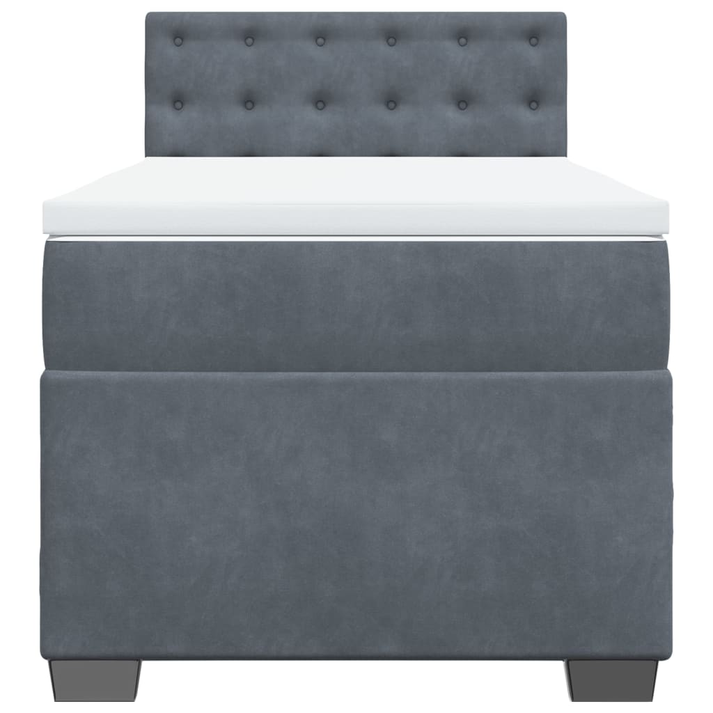 Boxspring met matras fluweel donkergrijs 90x200 cm