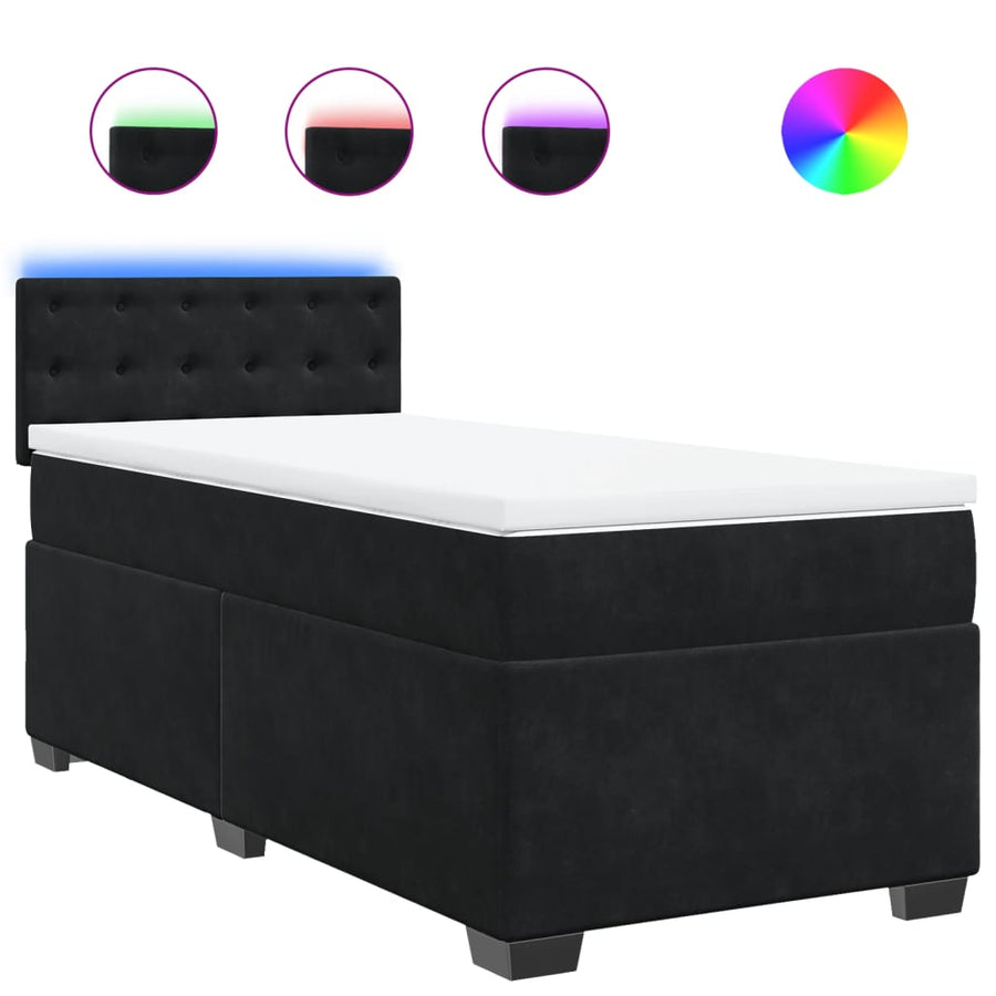 Boxspring met matras fluweel zwart 90x200 cm