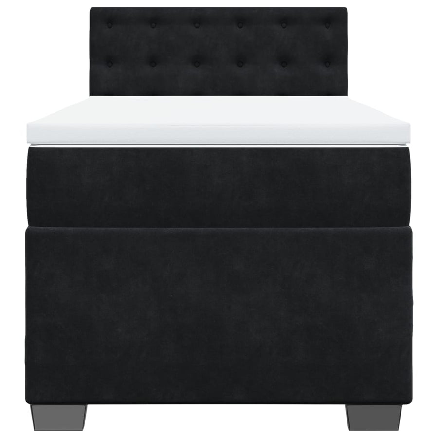 Boxspring met matras fluweel zwart 90x200 cm