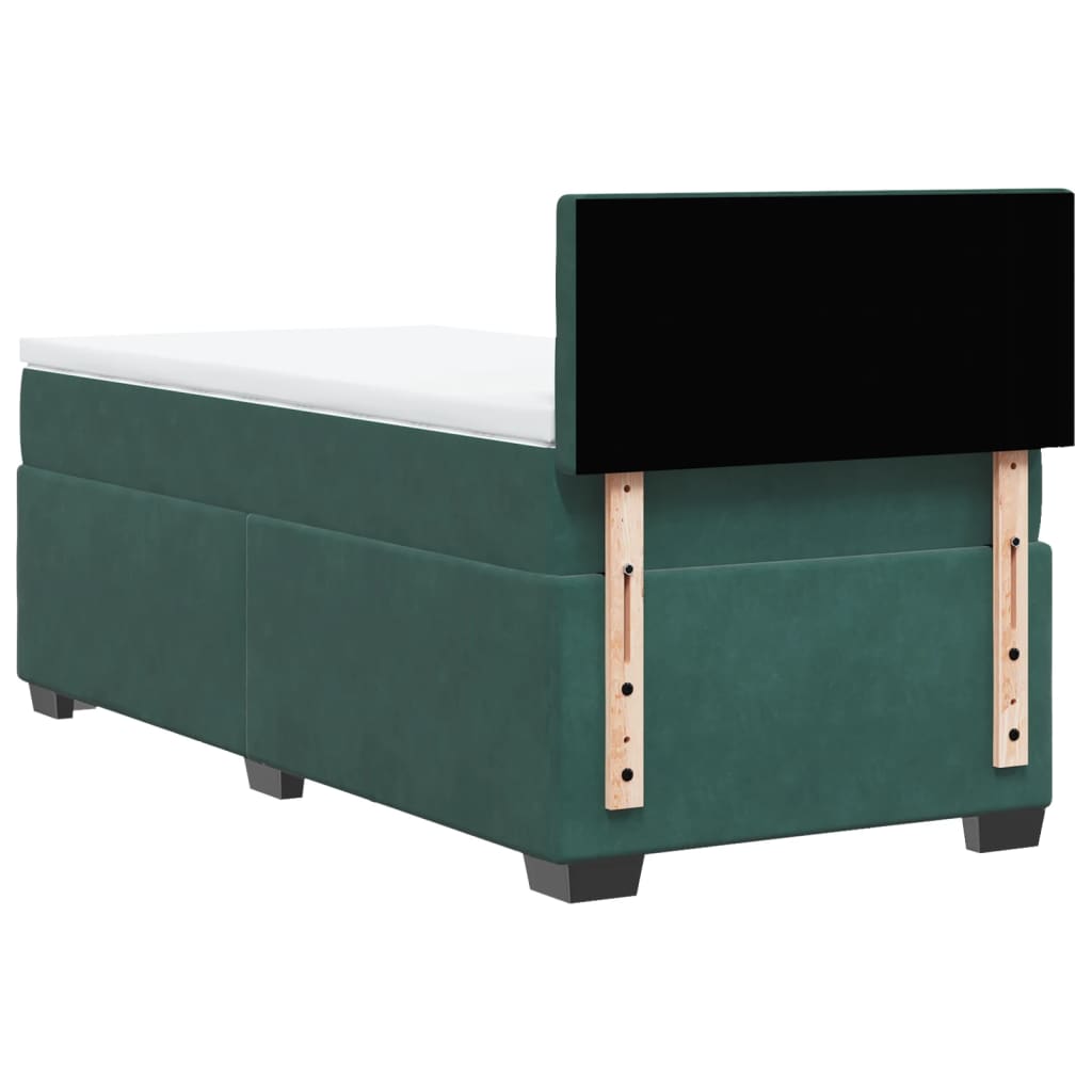 Boxspring met matras fluweel donkergroen 90x200 cm