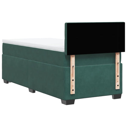 Boxspring met matras fluweel donkergroen 90x200 cm