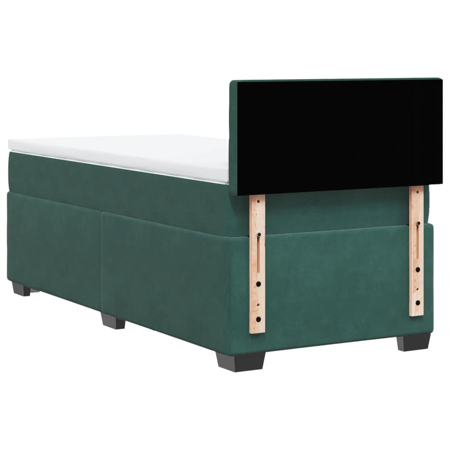 Boxspring met matras fluweel donkergroen 90x200 cm