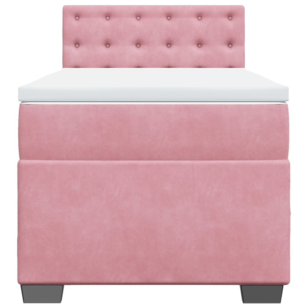 Boxspring met matras fluweel roze 90x200 cm