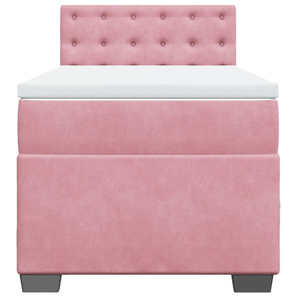 Boxspring met matras fluweel roze 90x200 cm