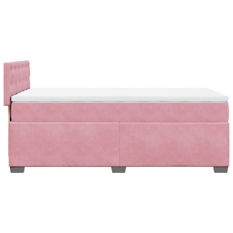 Boxspring met matras fluweel roze 90x200 cm
