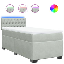 Boxspring met matras fluweel lichtgrijs 90x200 cm