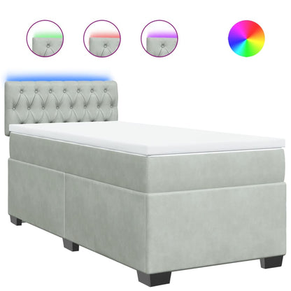 Boxspring met matras fluweel lichtgrijs 90x200 cm