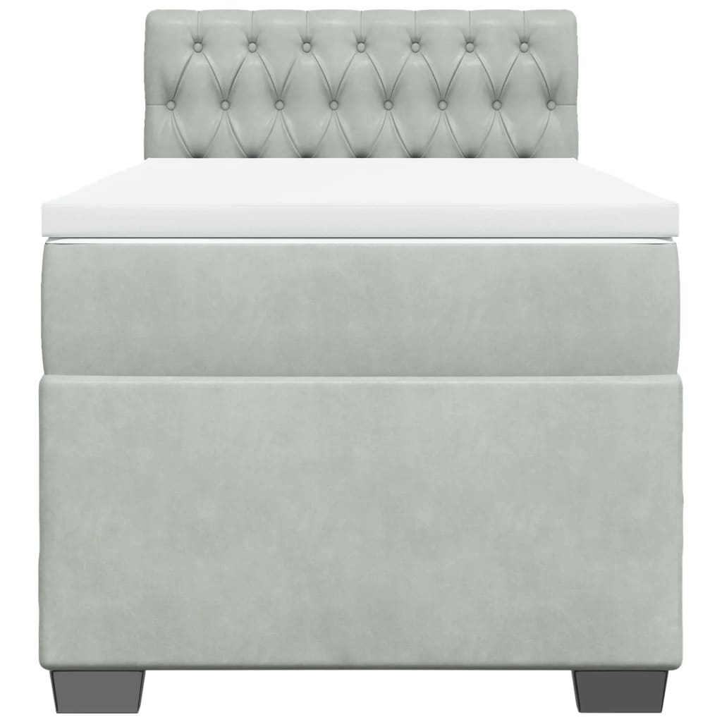 Boxspring met matras fluweel lichtgrijs 90x200 cm