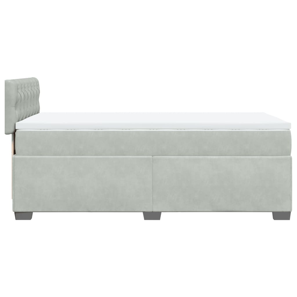 Boxspring met matras fluweel lichtgrijs 90x200 cm