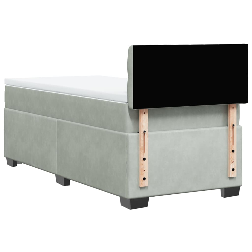 Boxspring met matras fluweel lichtgrijs 90x200 cm