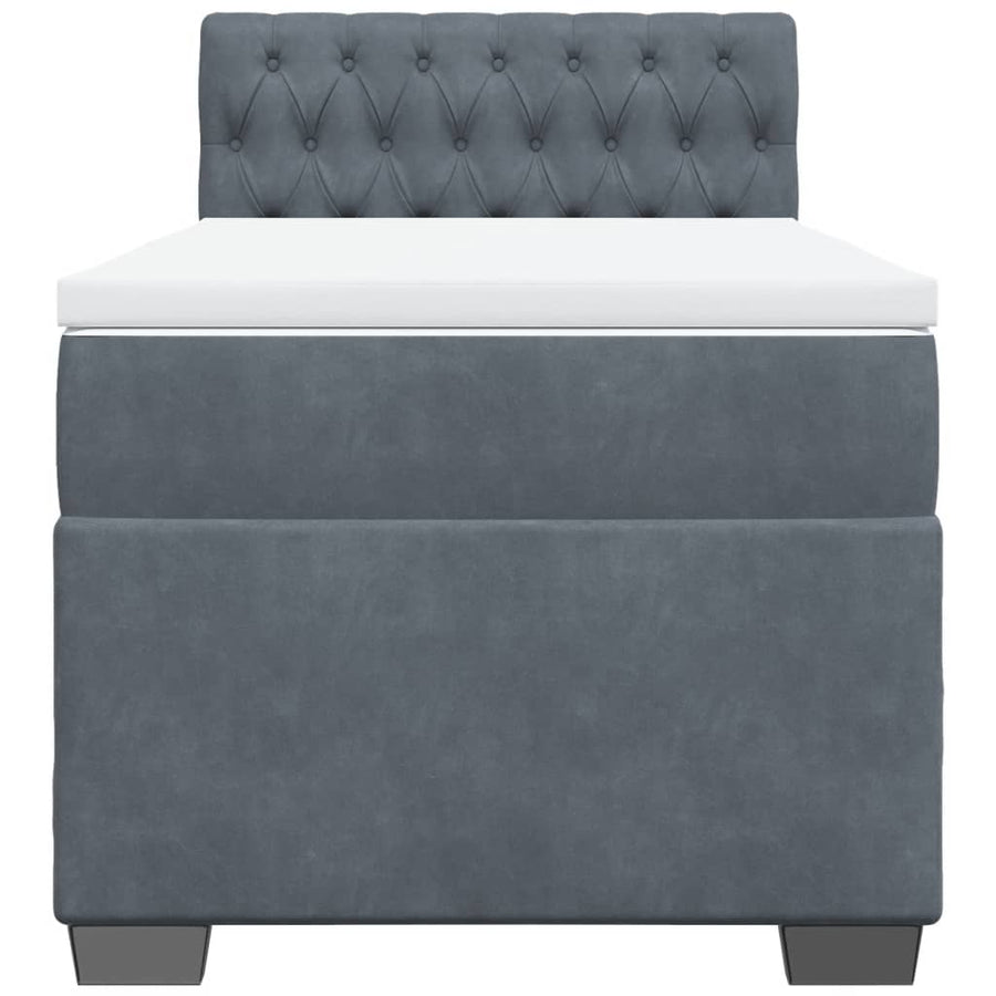 Boxspring met matras fluweel donkergrijs 90x200 cm
