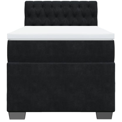 Boxspring met matras fluweel zwart 90x200 cm