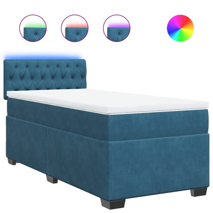 Boxspring met matras fluweel blauw 90x200 cm