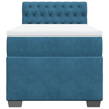 Boxspring met matras fluweel blauw 90x200 cm
