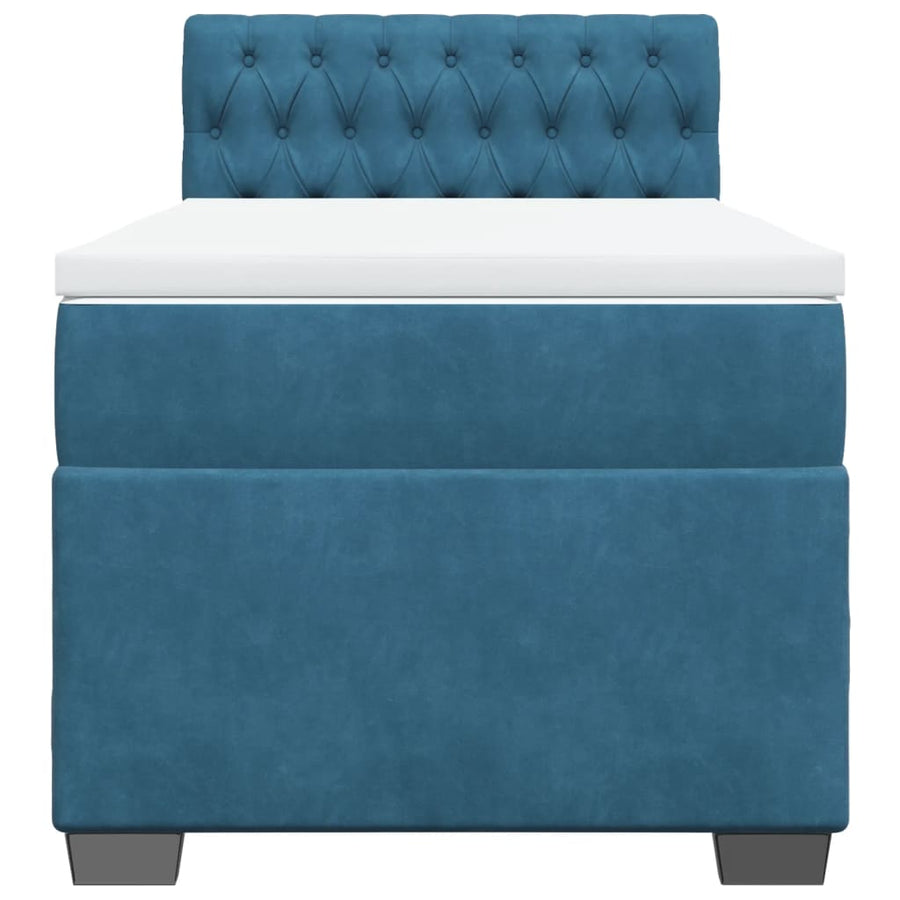 Boxspring met matras fluweel blauw 90x200 cm
