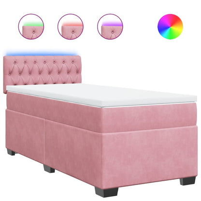 Boxspring met matras fluweel roze 90x200 cm