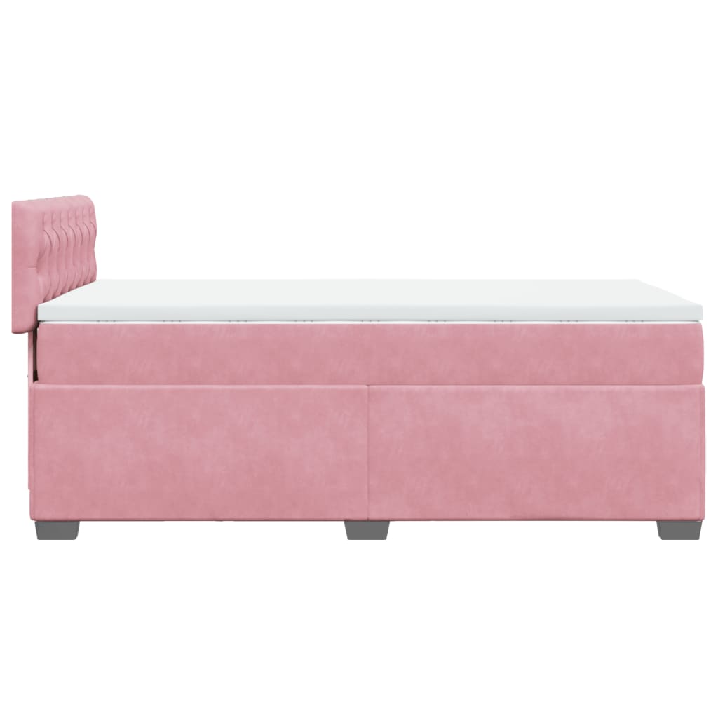 Boxspring met matras fluweel roze 90x200 cm